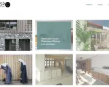 Architectuurprojecten: een portfolio toont een huis met stenen en hout, een studio renovatie, een moderne uitbouw, en interieurontwerpen.