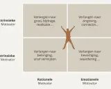 Model dat de drijfveren van medewerkers visualiseert: groei, zingeving, verbinding, waardering en het vermijden van straf.