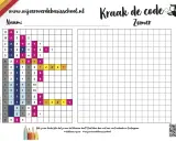 Kraak de code groep 3: een zomerse puzzel met cijfers en vakjes om in te kleuren. Welk figuur komt tevoorschijn?