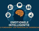 Emotionele intelligentie, met symbolen voor communicatie, relaties en zelfinzicht, is de basis voor persoonlijk leiderschap.