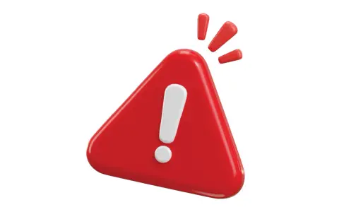 Rood waarschuwingsbord met uitroepteken. Denk aan onethisch gedrag voorbeelden als je dit ziet.