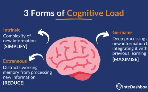 Drie vormen van cognitieve belasting: intrinsiek (complexiteit), extraneus (afleiding) en germane (diepe verwerking).