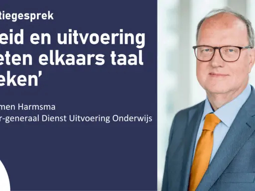 Harmen Harmsma, Directeur-generaal DUO, benadrukt dat beleidsmakers en uitvoerders elkaar moeten begrijpen.