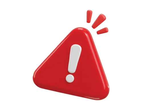 Rood waarschuwingsbord met uitroepteken. Denk aan onethisch gedrag voorbeelden als je dit ziet.