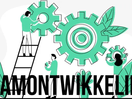 Mensen werken samen aan tandwielen, symbool voor een team ontwikkel plan.