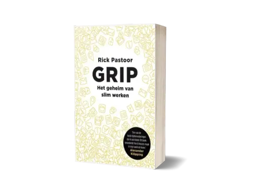 Boek 'GRIP' van Rick Pastoor, met de ondertitel 'Het geheim van slim werken'. Een gids om meer grip op je werk te krijgen.