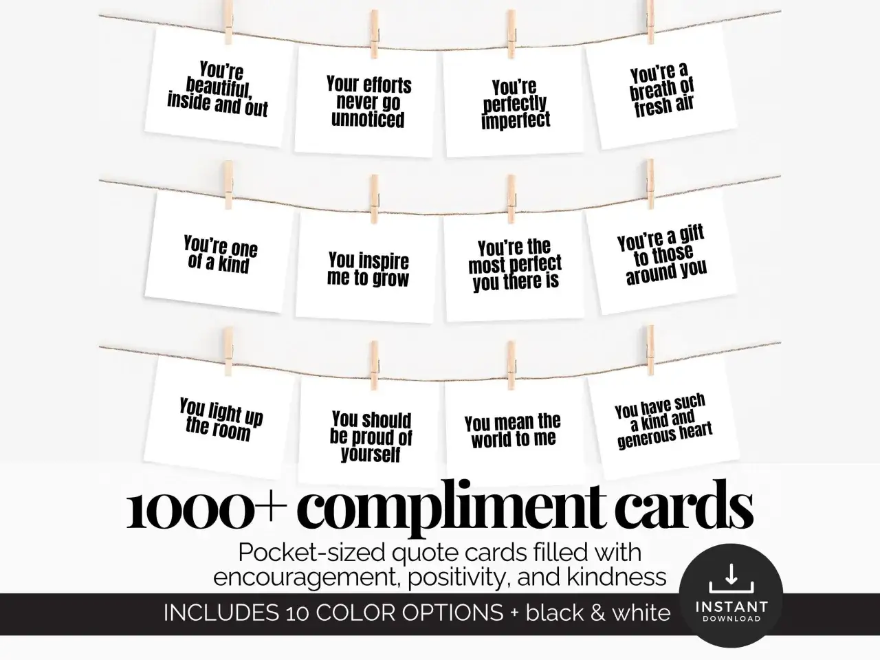 Complimentenkaartjes downloaden: 1000+ positieve quotes om te delen. Maak iemand blij met deze inspirerende, pocket-sized kaartjes.